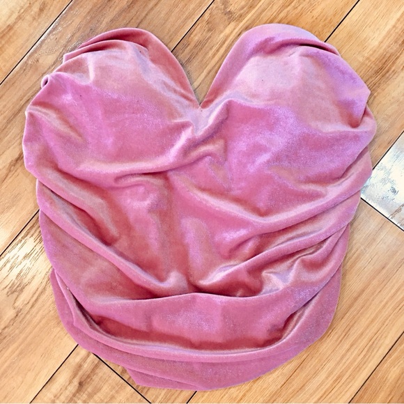 Express Tops - Express body couture form fitting dark blush pink velour stretch tube to…